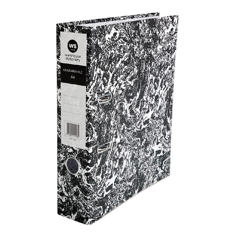 WS Lever Arch File A4 Mottle Black Black/White, , hi-res