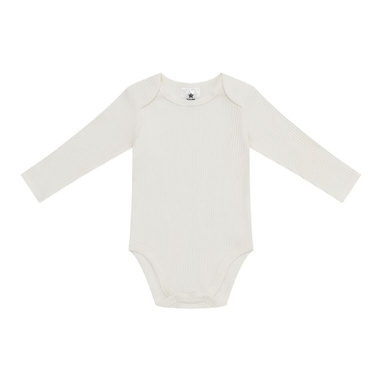 Young Original Baby's Long Sleeve Rib Bodysuit 3 Pack, Brown Light, hi-res