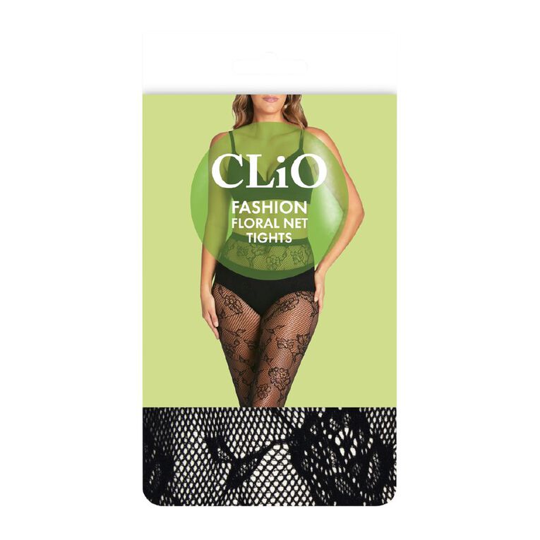 Clio Women's Floral Lace Tights, Black, hi-res