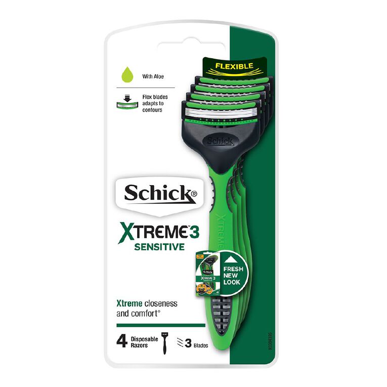 Schick Xtreme3 Disposable Razor Sensitive 4 pack, , hi-res