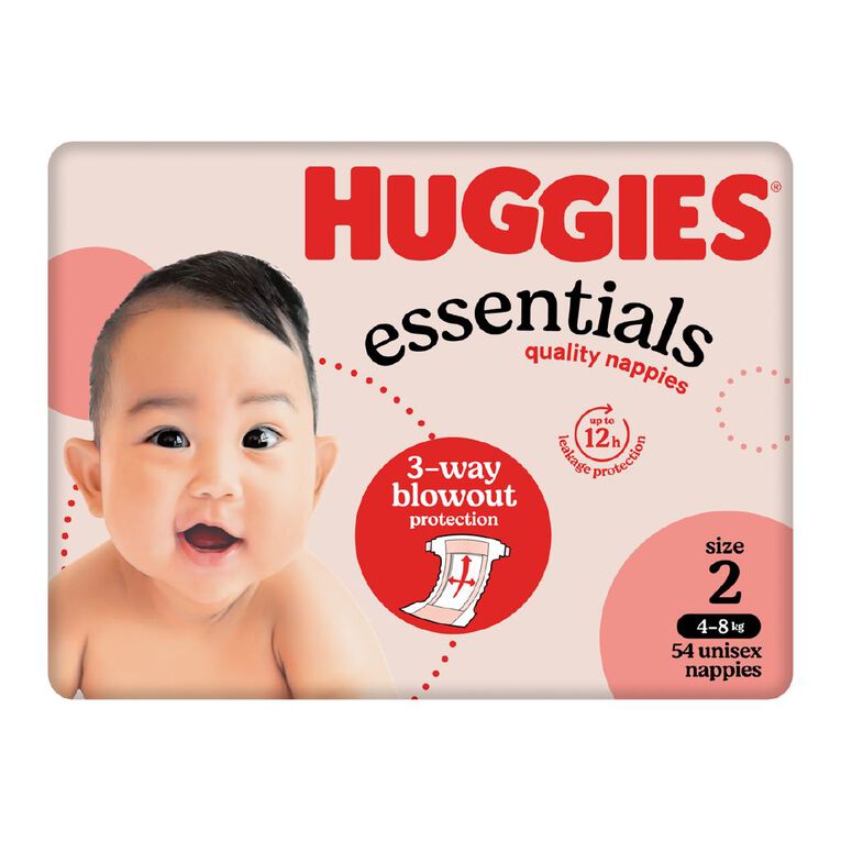 Huggies Essential Nappy Size 2 4-8kg 54 Pack, , hi-res