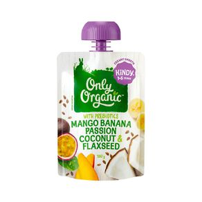 Only Organic Mango Passion Coconut Flaxseed Baby Food Pouch 100g