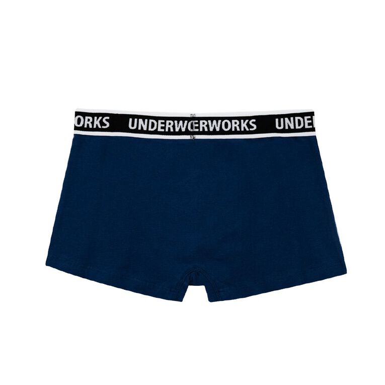 Underworks Men's Fly Front Trunks 3 Pack, Black/Blue, hi-res