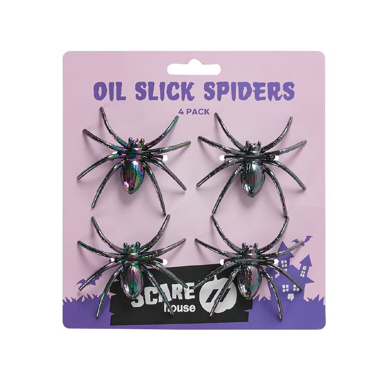 Scarehouse Oil Slick Spiders 4 Pack, , hi-res