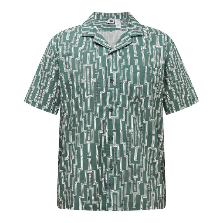 Karanga Ink Men's Short Sleeve Shirt, Green Dark, hi-res