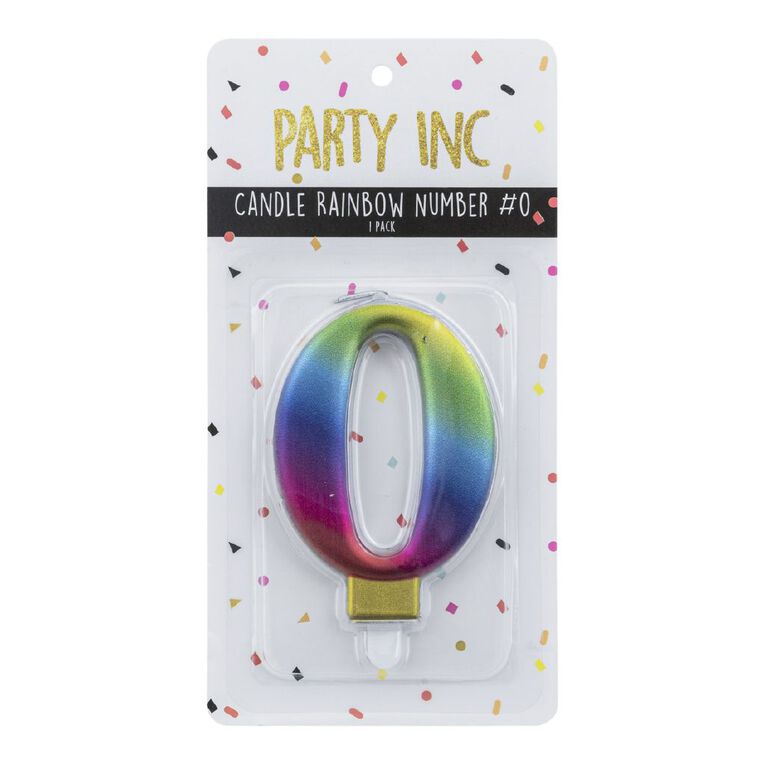 Party Inc Rainbow Candle Number #0, , hi-res