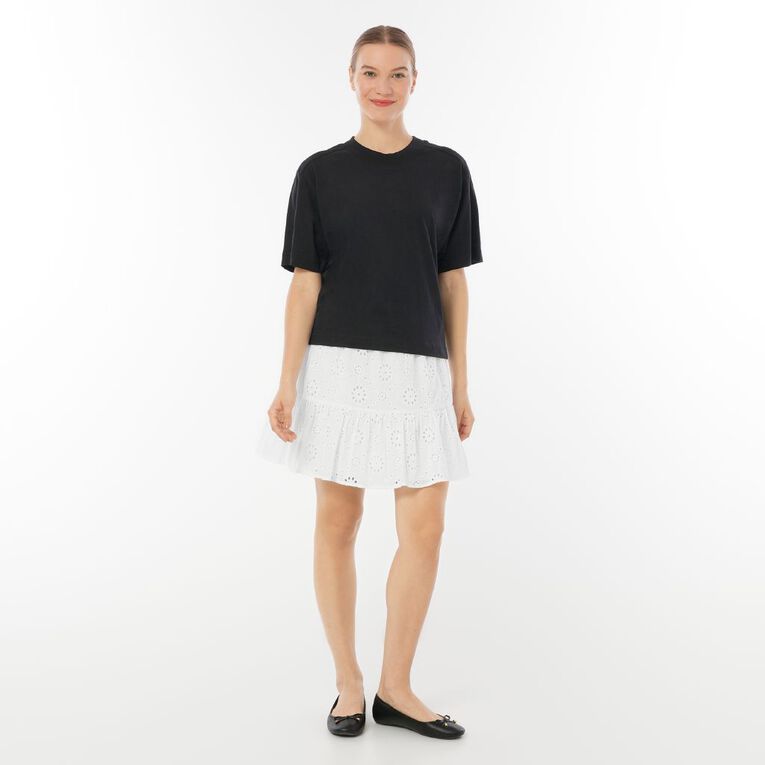 H&H Women's Broidery Tiered Mini Skirt, White, hi-res