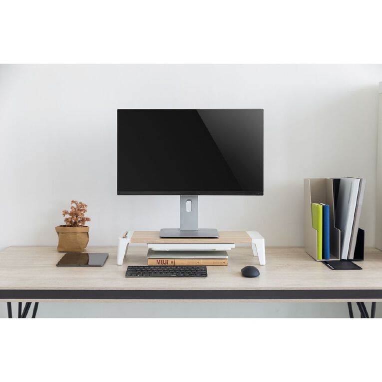 Bracom Universal Tabletop Monitor Riser with drawer White, , hi-res