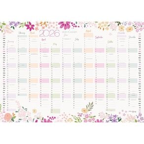 WS 2026 Wall Planner 1000x700mm Flower Pink