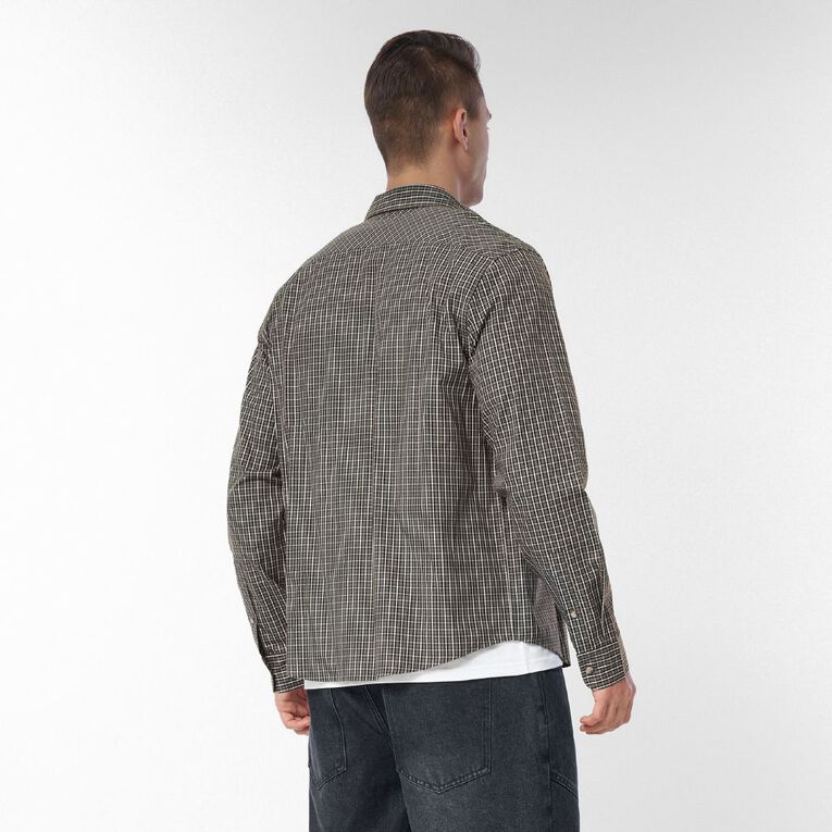 H&H Men's Long Sleeve Check Shirt, Charcoal, hi-res