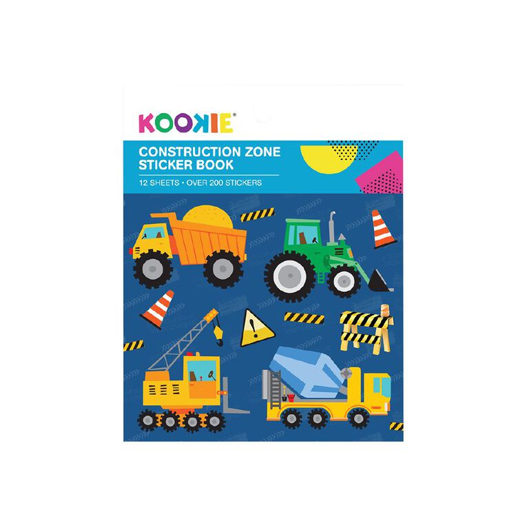 Kookie Mini Sticker Book 12 Sheets Contruction Zone, , hi-res