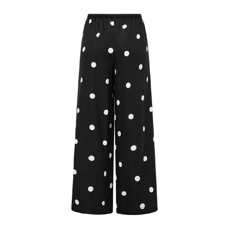 H&H Women's Tie Waist Linen Blend Pants, Black, hi-res