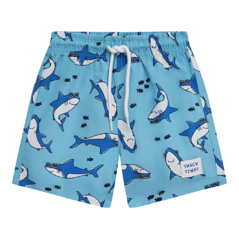 Young Original Toddler Printed Swim Shorts, Blue Light, hi-res