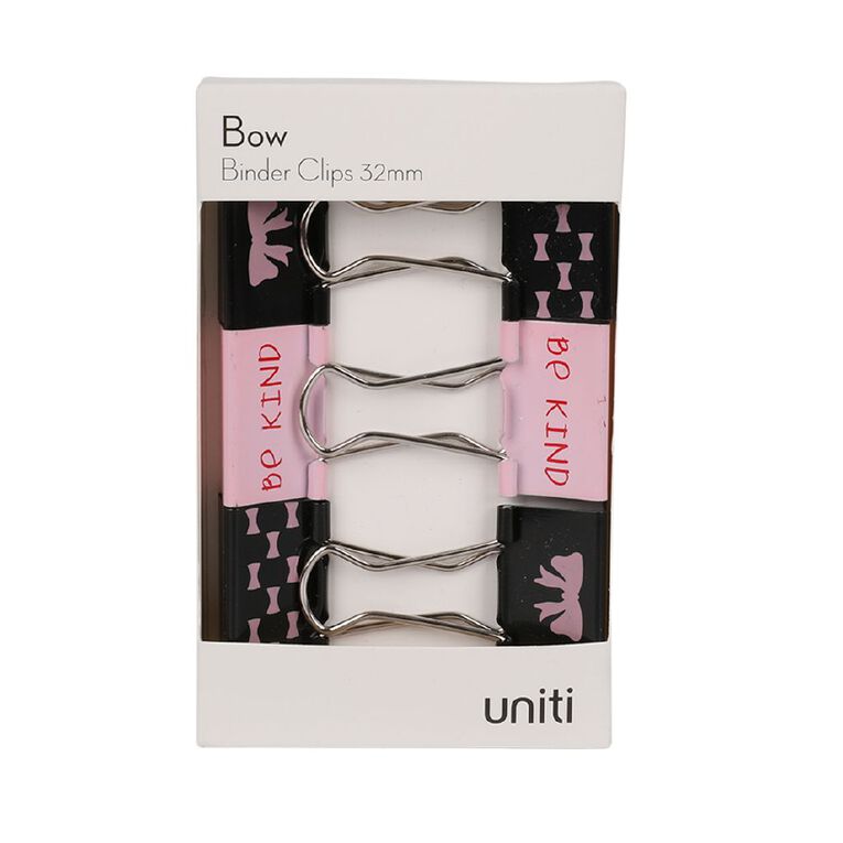 Uniti Bow Binder Clips 32mm 6 Pack, , hi-res