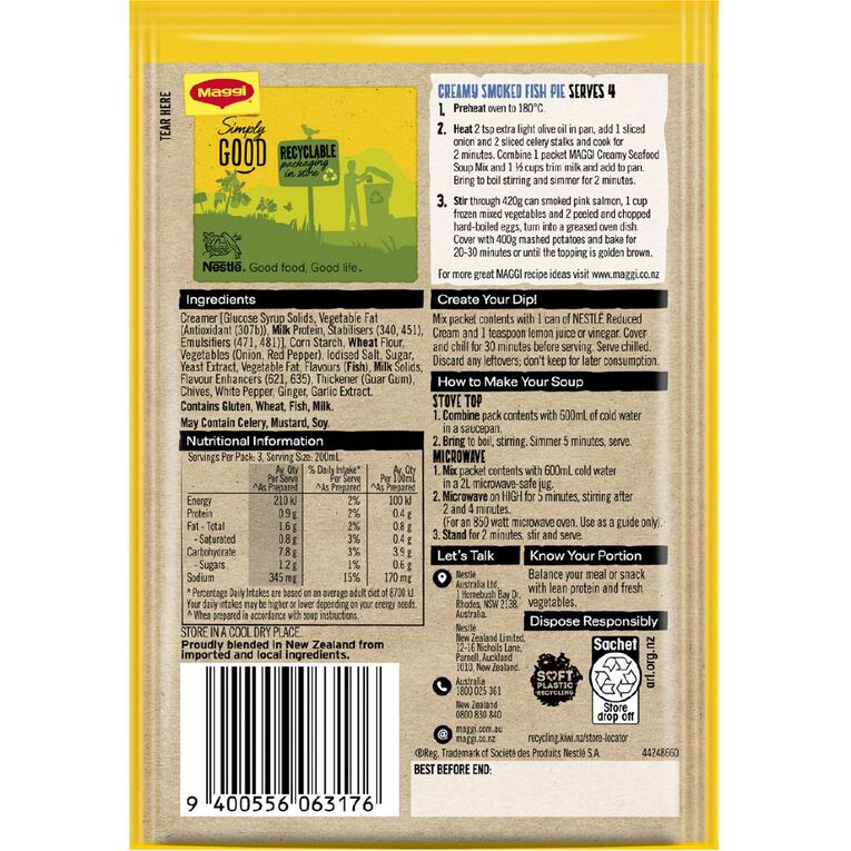 Maggi Short Cook Soup Creamy Seafood 37g, , hi-res