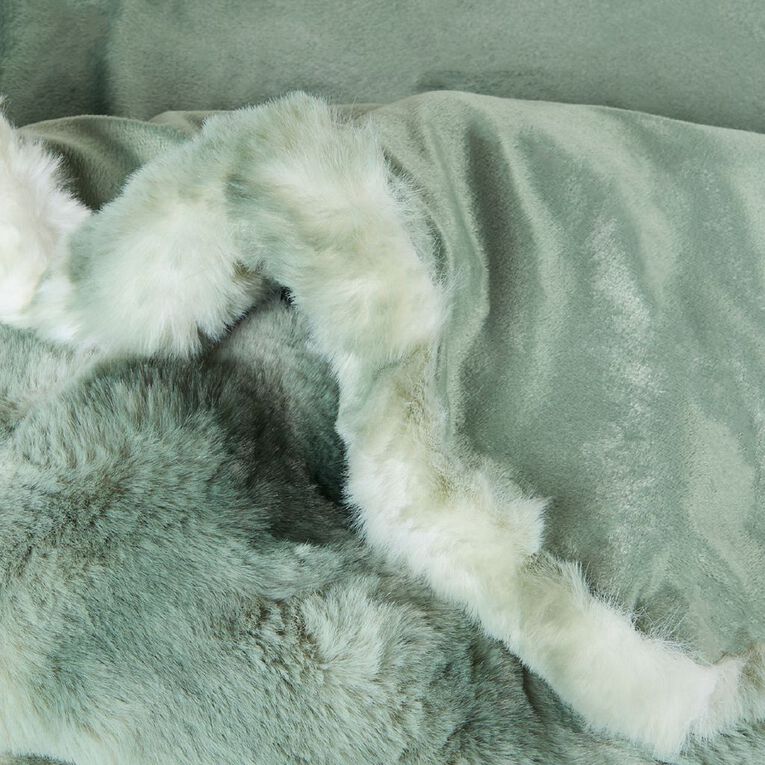 Maison d'Or Faux Fur Bubble Blanket Green Queen, , hi-res
