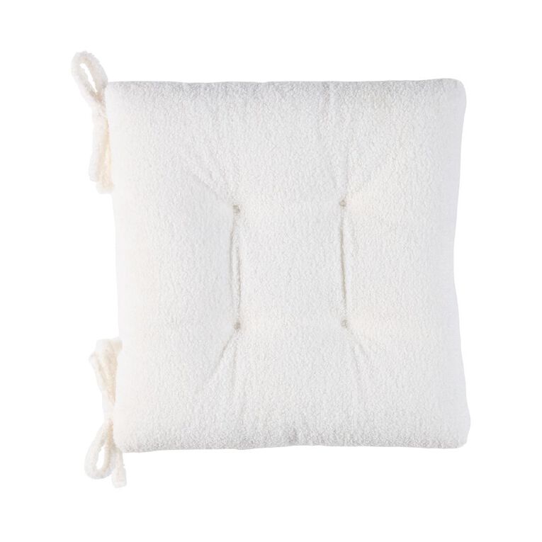 Living & Co Chair Pad Boucle Square White 40cm x 40cm, , hi-res