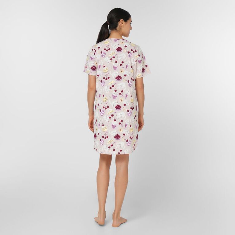 H&H Women's V Neck T-Shirt Nightie, Pink Light, hi-res