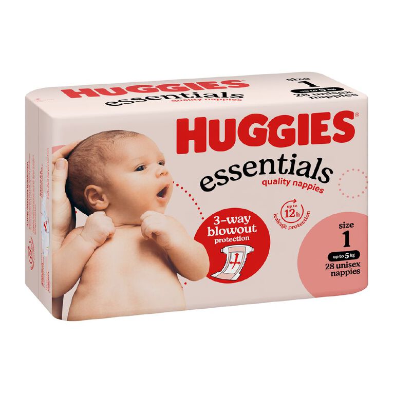 Huggies Essential Nappy Size 1 up to 5kg 28 Pack, , hi-res