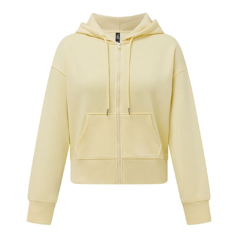 H&H Women's Crop Zip-Thru Hoodie Yellow Light The Warehouse