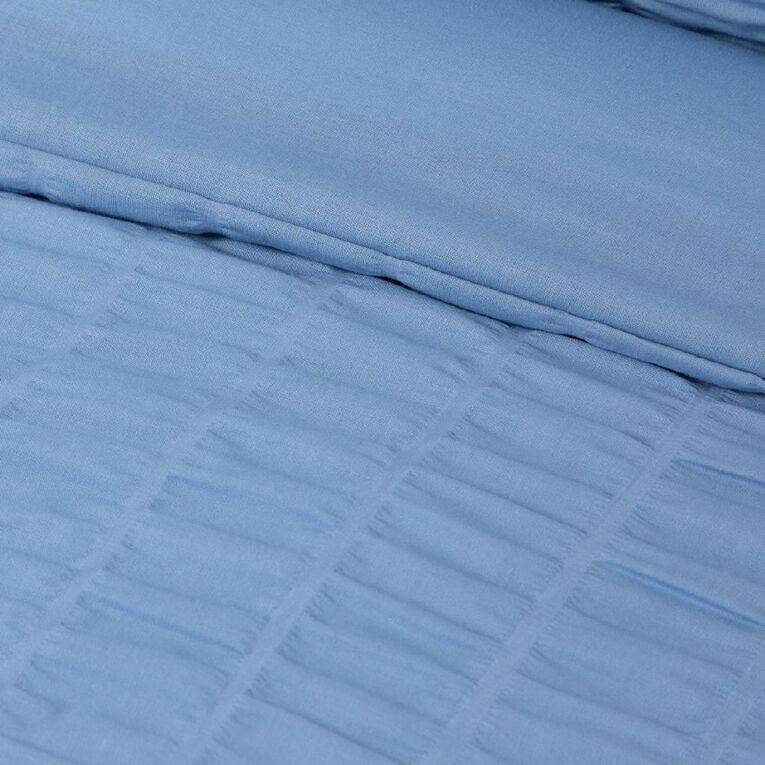 Living & Co Duvet Cover Set Polycotton Seersucker Blue King, , hi-res
