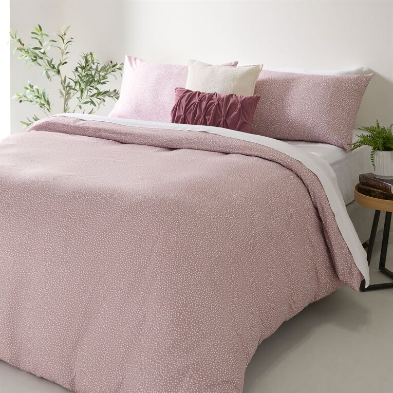 Living & Co Microfibre Duvet Cover Set Dawn Pink Queen, , hi-res