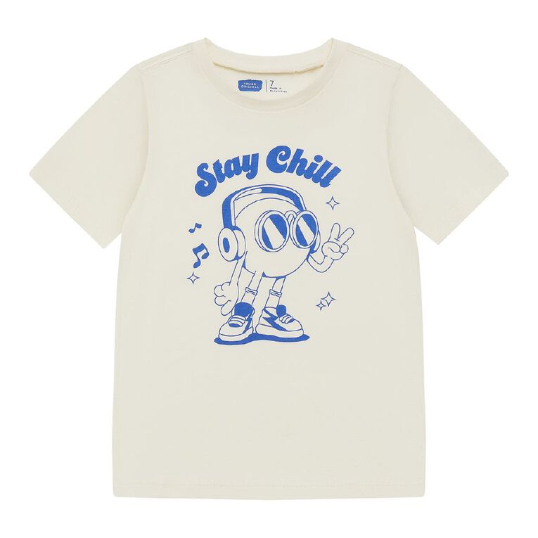 Young Original Short Sleeve Print Tee, Cream, hi-res