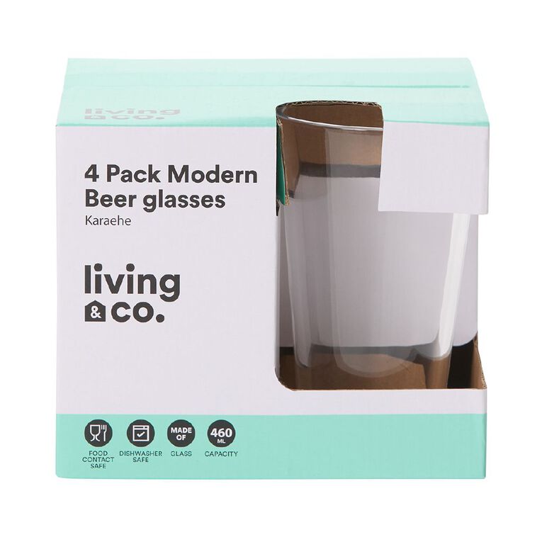 Living & Co Modern Beer Glass Clear 4 Pack, , hi-res