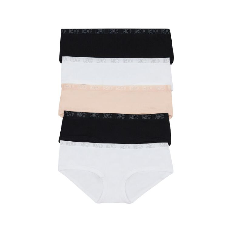 Rio Women's Boyleg Briefs 5 Pack, Multi-Coloured, hi-res