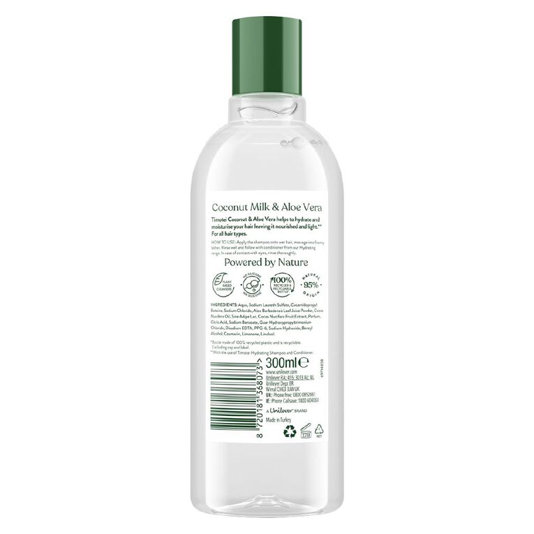 Hydrating Shampoo Coconut Milk And Aloe Vera 300ml, , hi-res