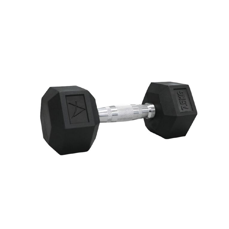 Active Intent Fitness Rubber Hex Dumbbell 7.5Kg, , hi-res