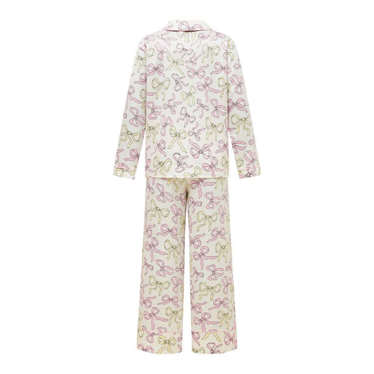 H&H Women's Satin Pyjama Set with Eye Mask, White, hi-res