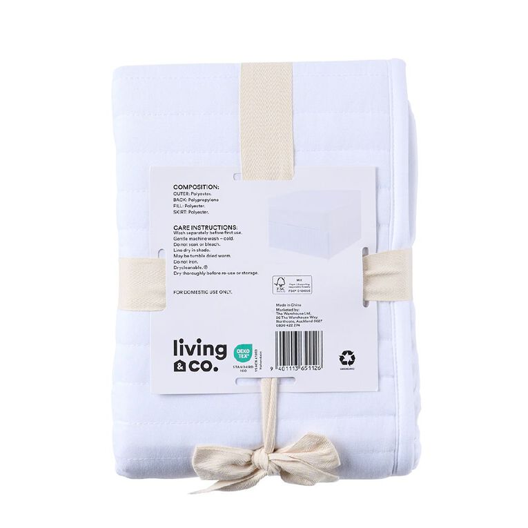 Living & Co Valance Quilted Bed Wrap White Queen, , hi-res
