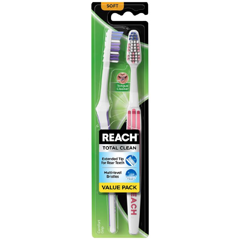Reach Total Clean Toothbrush Soft Assorted 2 Pack, , hi-res