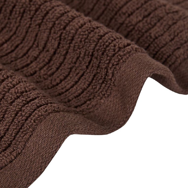 Living & Co Ribbed Hand Towel Brown Mid 40cm x 65cm, , hi-res