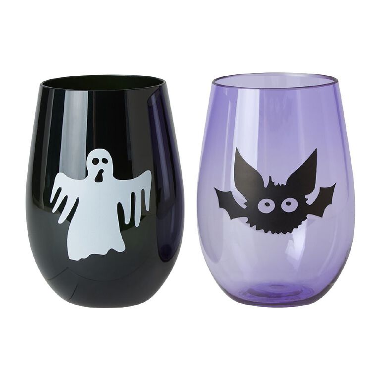 Scarehouse Halloween Plastic Stemless Wine Glasses Assorted, , hi-res