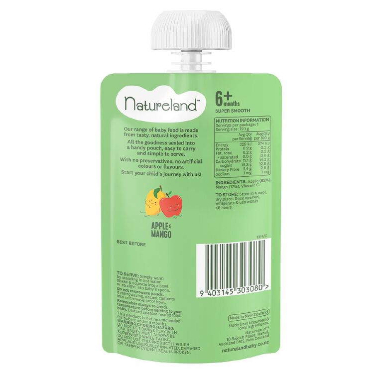 Natureland Baby Food Apple and Mango 120g, , hi-res