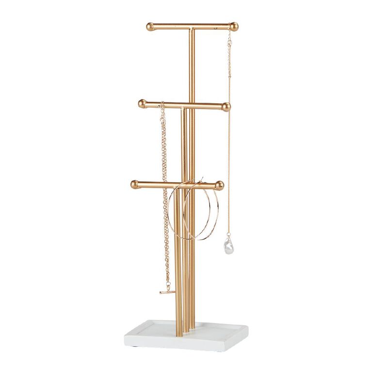 Living & Co Jewellery Stand Gold 14cm x 10cm x 41cm Gold The Warehouse