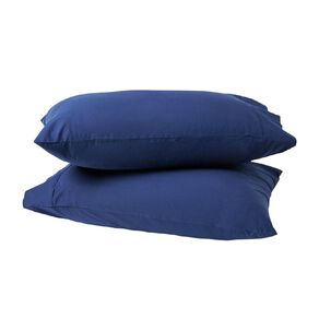 Living & Co 100% Washed Cotton 2 Pack Pillowcase Navy 48cm x 73cm