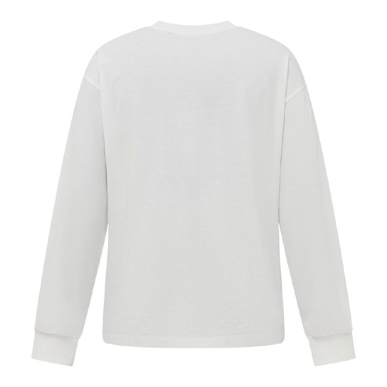 BRDRLESS Long Sleeve Boyfriend Graphic Tee, White, hi-res