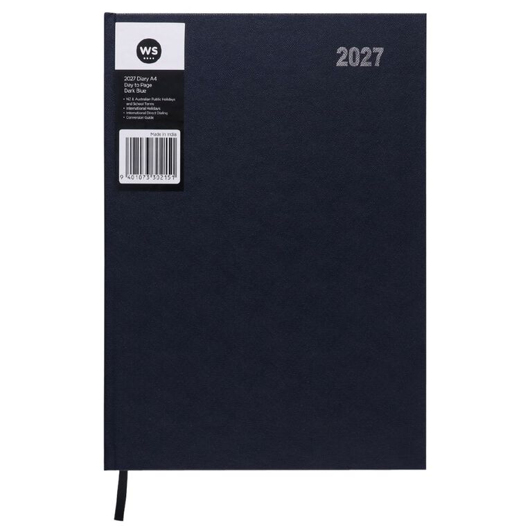 WS 2027 Diary A4 Day to Page Navy, , hi-res