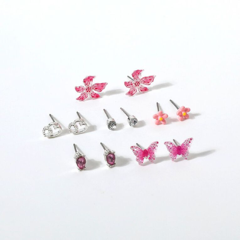 Young Original Kids' Stud Earrings 6 Pairs Flowers, , hi-res