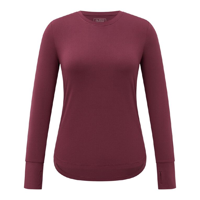 Active Intent Women's Active Longsleeve Tee, Red Dark, hi-res
