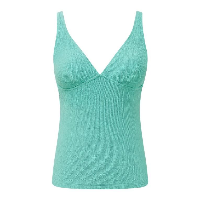 H&H Women's Crinkle Tankini, Green Mid, hi-res