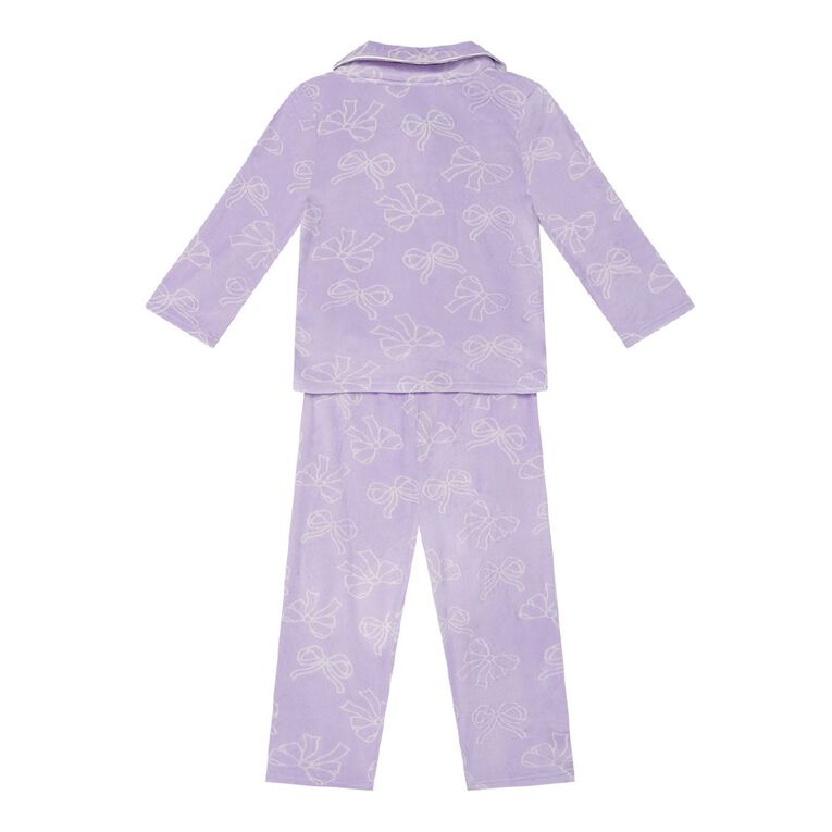 H&H Girls' Soft Mink Button Up Pyjama Set, Purple Light, hi-res