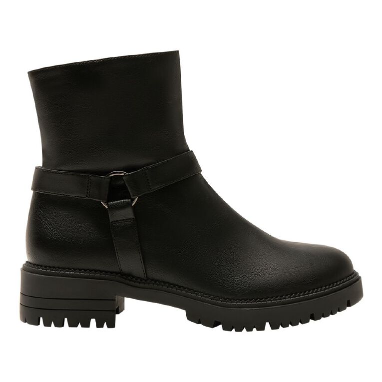 H&H Women's Hadley Moto Ankle Boots, Black, hi-res