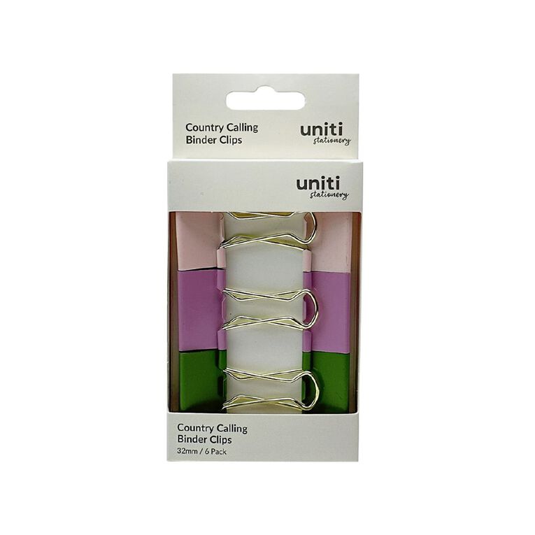 Uniti Stationery Country Calling Binder Clip 6 Pack, , hi-res