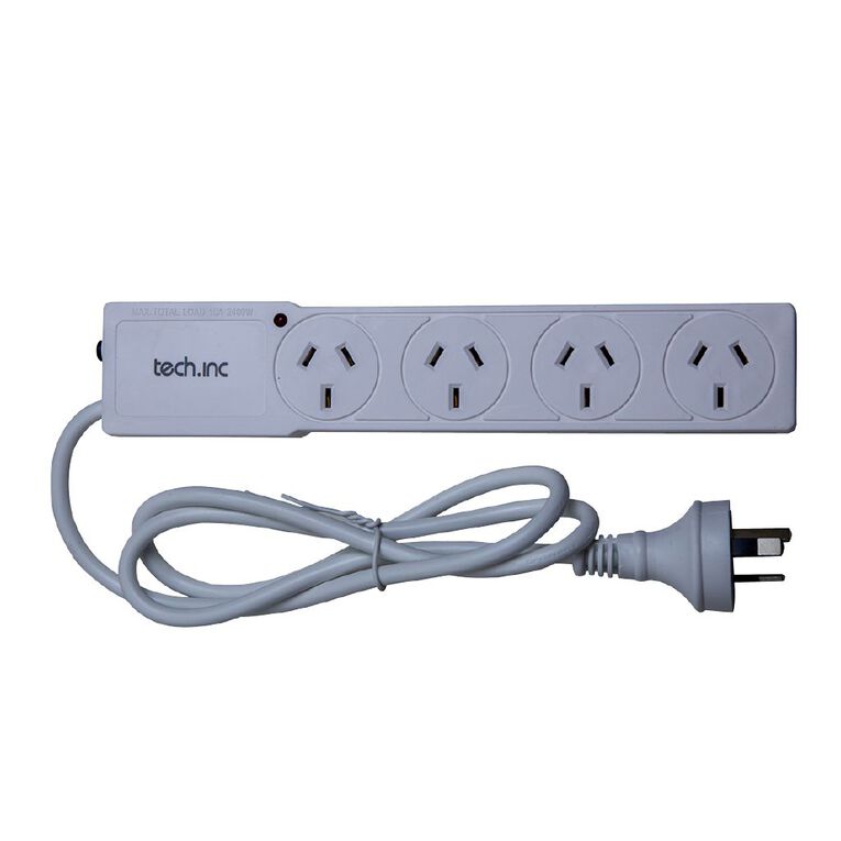 Tech.Inc 4 Way Powerboard with Surge Protection, , hi-res