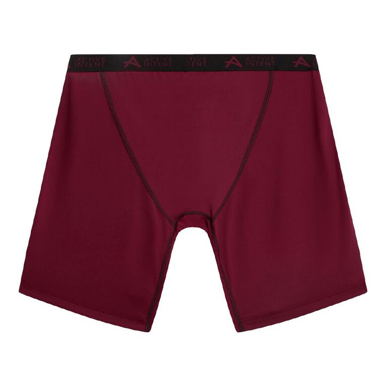 Active Intent Men's Performance Mesh Insert Long Length Trunks, Red Dark, hi-res