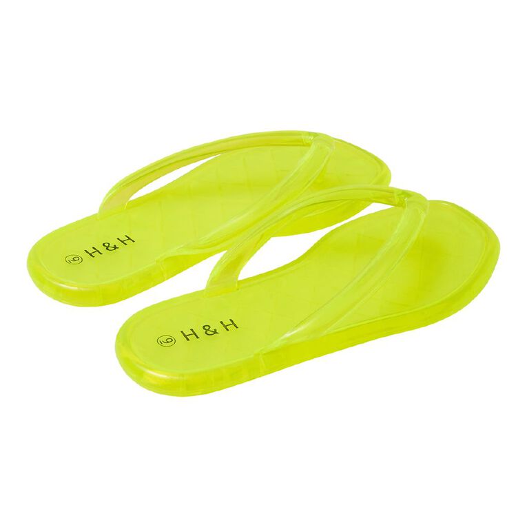 H&H Women's Coloured Jelly Beach Thongs, Lime, hi-res